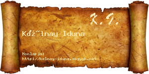 Kálnay Iduna névjegykártya
